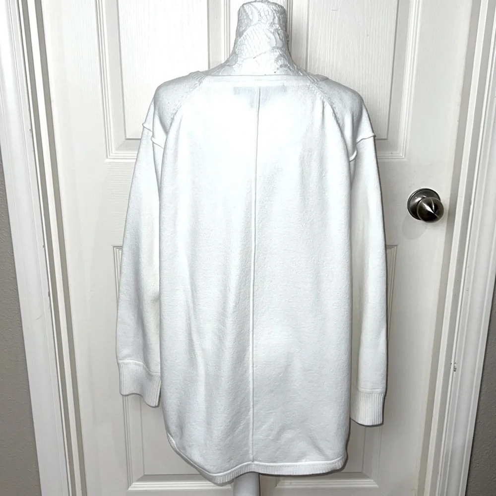 French Connection Off-White Exposed Seam Knit Jewel Neck Tunic Sweater - Size 1X